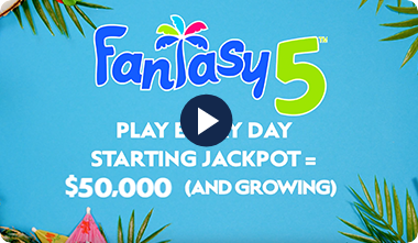 Graphic of Fantasy 5 with play video symbol